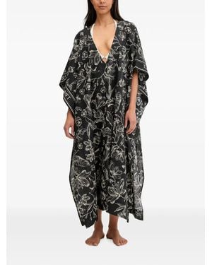 Twinset Floral-Print Midi Kaftan - Black