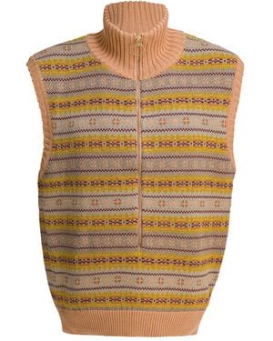 Kapital Débardeur En Maille À Col Montant Zippé - Marron