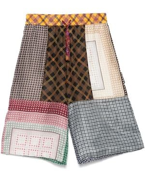 Marine Serre Scarves Silk Shorts - Grey