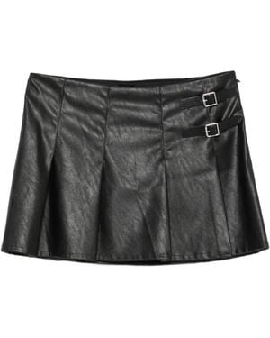 Pinko Buckle-Detail Pleated Mini Skirt - Black