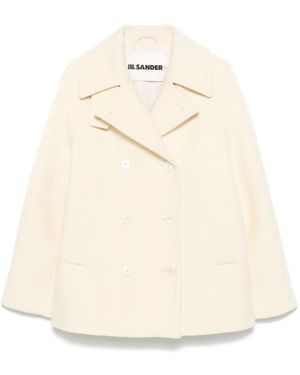 Jil Sander Double-Breasted Wool Peacoat - Natural