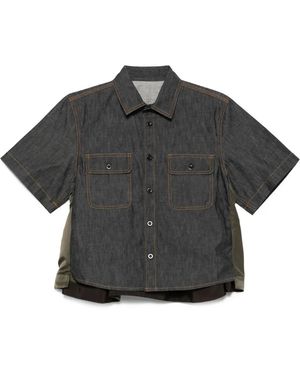 Sacai Double-Pocket Denim Shirt - Grey