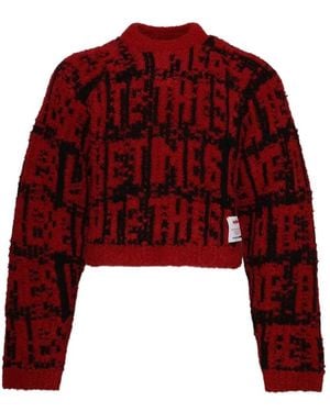 RRR123 Cropped Cotton Jumper - Red