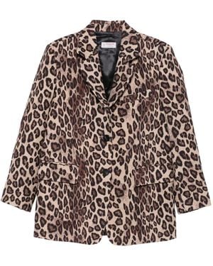 Alberto Biani Leopard-Print Button Blazer - Brown