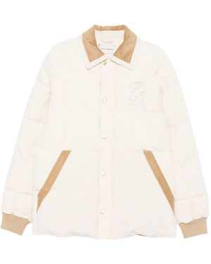 Drole de Monsieur Corduroy-Trim Embroidered Jacket - Natural