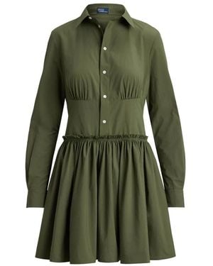 Polo Ralph Lauren Ruffled Shirt Mini Dress - Green