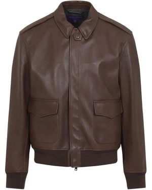 Ralph Lauren Lederjacke mit Reißverschluss - Braun