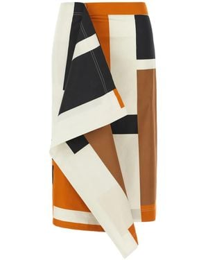 Fendi Printed Cotton Skirt - Orange