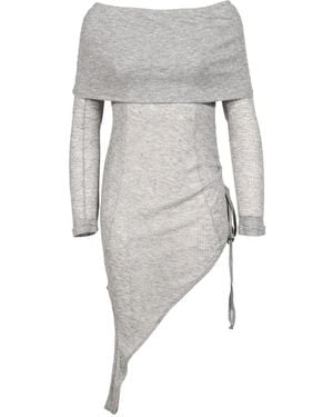 BOHEMSEO Off-Shoulder Asymmetric Blouse - Grey