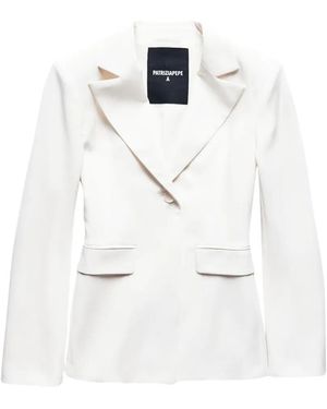 Patrizia Pepe Single-Breasted Notched-Lapel Jacket - White