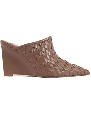 Carrano Woven-Leather Wedge Mules - Brown