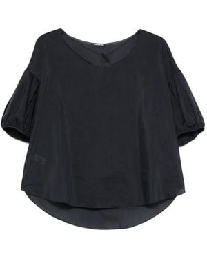 Susanne Bommer Puff-Sleeve V-Neck Shirt - Black