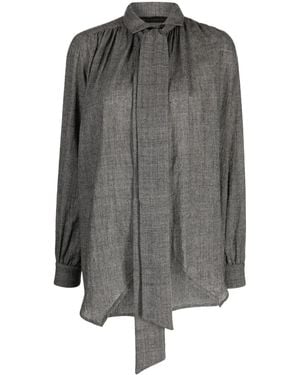 Forme D'expression Plaid Pussy-Bow Blouse - Gray