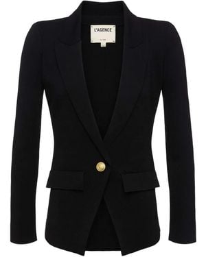 L'Agence Chamberlain Button Pocket Blazer - Black
