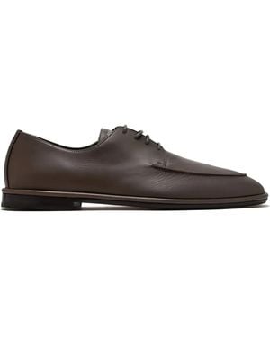 Ferragamo Leather Lace-Up Shoes - Brown