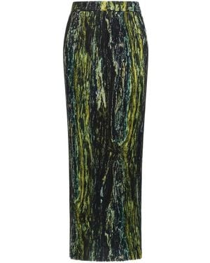 Roberto Cavalli Pleated Printed Midi Skirt - Green