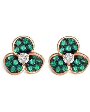 Leo Pizzo 18K Rose Candy Flora Emerald Earrings - Green