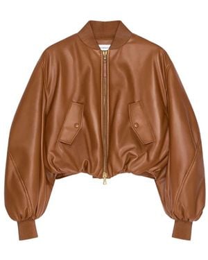 Givenchy Bomber Cropped Cocoon En Cuir Nappa - Marron