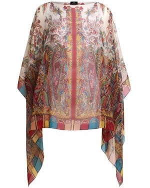 Etro Paisley-Motif Silk Poncho - Multicolour