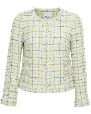 WEILL PARIS Braided-Trim Tweed Jacket - White
