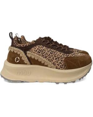 Mou Leopard-Print Speed Sneakers - Brown