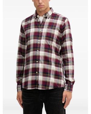 Barbour Logo-Detail Plaid Shirt - Red