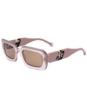 Carolina Herrera Tortoiseshell-Effect Rectangle-Frame Sunglasses - Pink