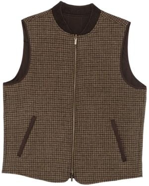 MC2 Saint Barth Spencer Houndstooth-Pattern Gilet - Brown
