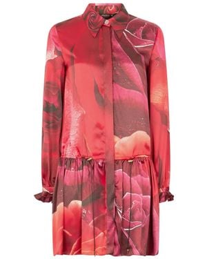 Roberto Cavalli Jurk Met Rozenprint - Rood