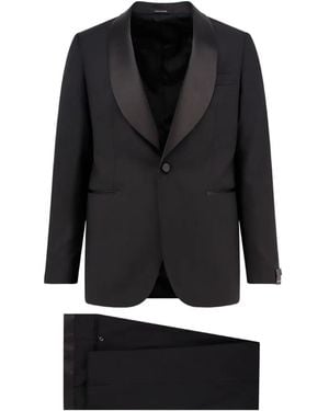 Tagliatore Satin-Trim Wool Suit - Black