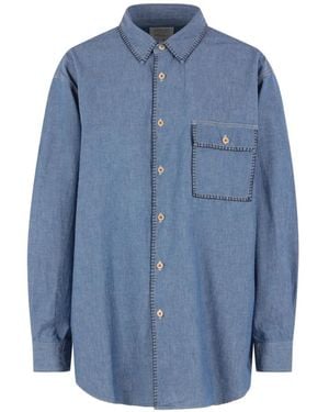 Kuro Blanket-Stitch Chambray Shirt - Blue
