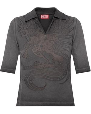 DIESEL T-Bea Burnout-Logo T-Shirt - Grey