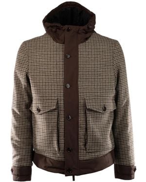Heskimo Houndstooth Hooded Jacket - Brown