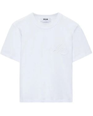 MSGM Logo-embroidered T-shirt - Blanco