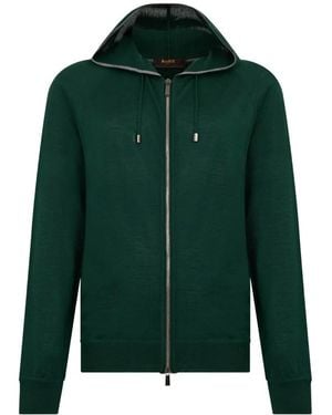 Moorer Zip-Up Knit Hoodie - Green