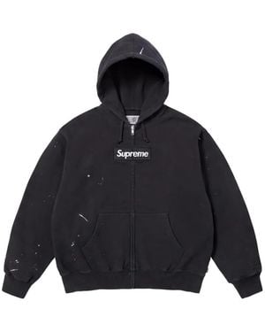 Supreme X Mm6 Maison Margiela Box Logo Zip-Up Hoodie - Blue