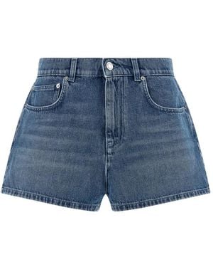 Moschino Pantalones Vaqueros Cortos Con Corazón Bordado - Azul