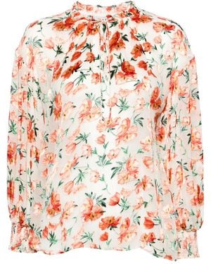 Alice + Olivia Julius Floral-jacquard Organza Blouse - Natural