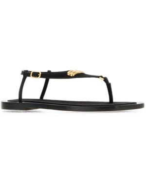 Balenciaga Riva Logo-Plaque Sandals - Black