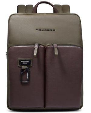 Piquadro Sac À Dos En Cuir À Design Extensible - Brown
