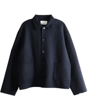 Extreme Cashmere Button-Up Felted Jacket - Blue