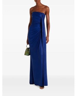 Elie Saab Strapless Draped Maxi Dress - Blue