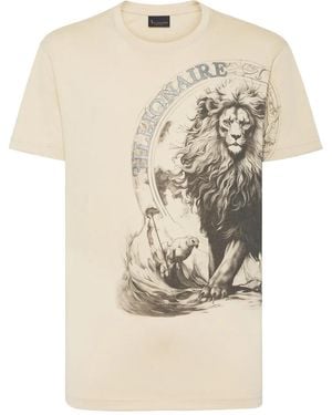 Billionaire Lion-Print T-Shirt - Natural
