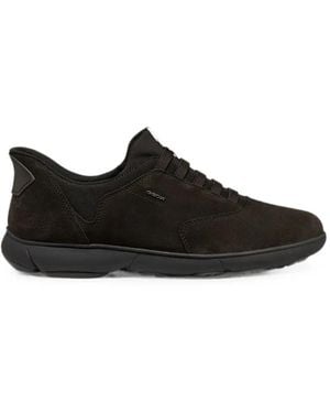 Geox Nebula 2.0 Suede-Finish Lace-Up Trainers - Black