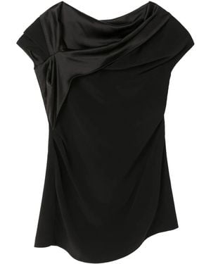AZ FACTORY One-Shoulder Satin Top - Black