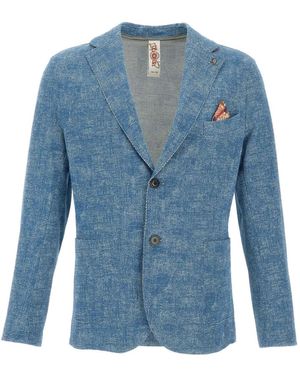 Bob Textured Button-up Blazer - Blue