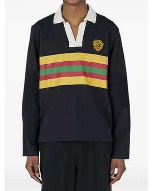 Nicholas Daley Gestreiftes Poloshirt mit Logo-Patch - Blau