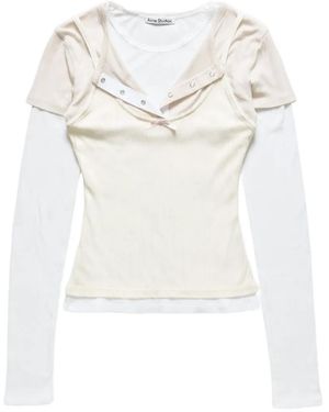 Acne Studios Bow-Detail Layered T-Shirt - White