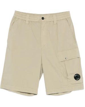 C.P. Company 50 Fili Stretch Loose Lens Cargo Shorts - Natural