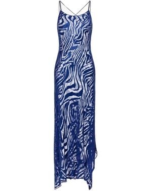 Roberto Cavalli Zebra-Print Maxi Dress - Blue